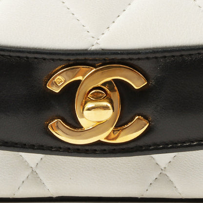 Chanel Around 1992 Made Diana Flap Chain Bag 25Cm Black/White