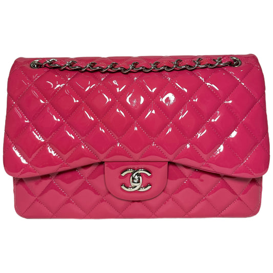 Chanel Pink Jumbo Patent Double Flap Bag
