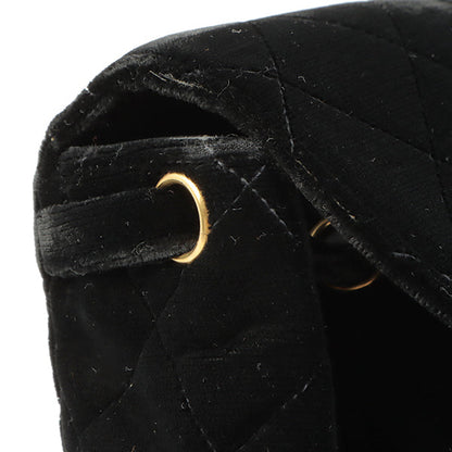 CHANEL Around 1995 Made Double Turn-Lock Velour Backpack Black