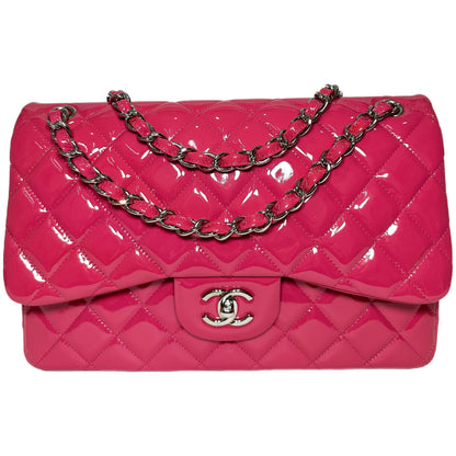 Chanel Pink Jumbo Patent Double Flap Bag