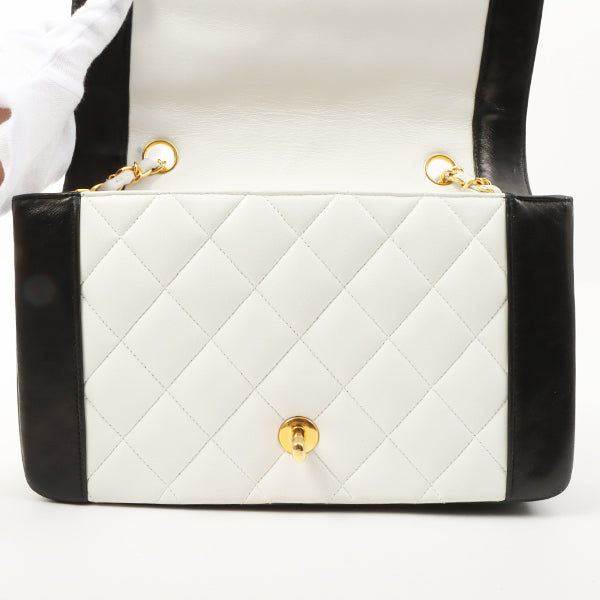 Chanel Around 1992 Made Diana Flap Chain Bag 25Cm Black/White