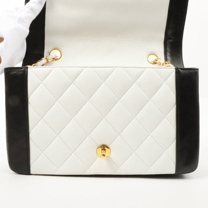 Chanel Around 1992 Made Diana Flap Chain Bag 25Cm Black/White