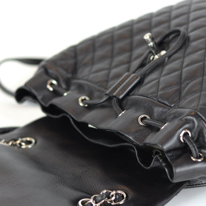 Black Quilted Urban Spirit Lambskin Large Backpack SHW