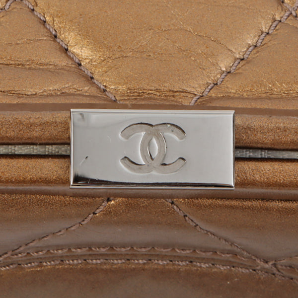 Chanel Around 2006 Made Wild Stitch Logo Embossed Metal Clasp Top Handle Bag Brown