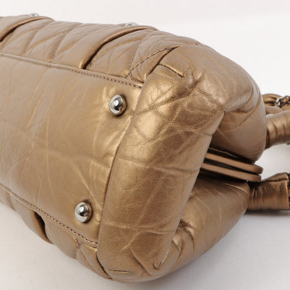 Chanel Around 2006 Made Wild Stitch Logo Embossed Metal Clasp Top Handle Bag Brown