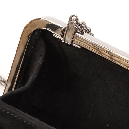 CHANEL Around 2006 Made Beads Cc Metal Clasp Chain 2Way Bag Black