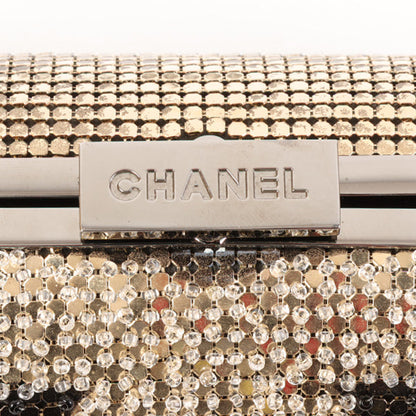 CHANEL Around 2006 Made Beads Cc Metal Clasp Chain 2Way Bag Black