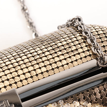 CHANEL Around 2006 Made Beads Cc Metal Clasp Chain 2Way Bag Black