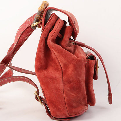 Gucci Suede Bamboo Backpack Mini Red