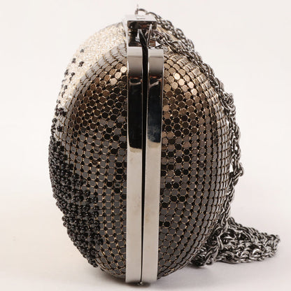CHANEL Around 2006 Made Beads Cc Metal Clasp Chain 2Way Bag Black