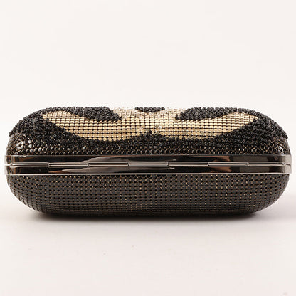 CHANEL Around 2006 Made Beads Cc Metal Clasp Chain 2Way Bag Black
