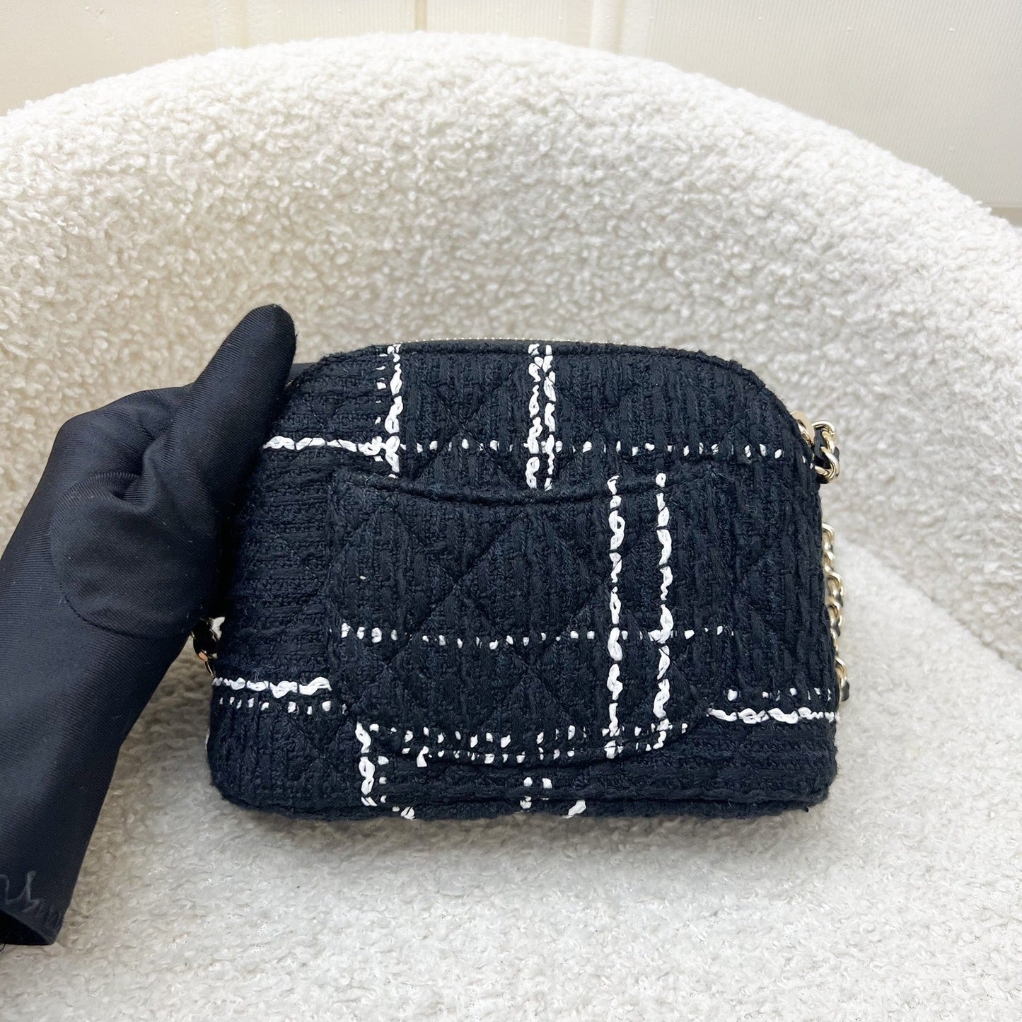 Chanel 24K VIP Gift Mini Bag in Black and White Tweed and LGHW