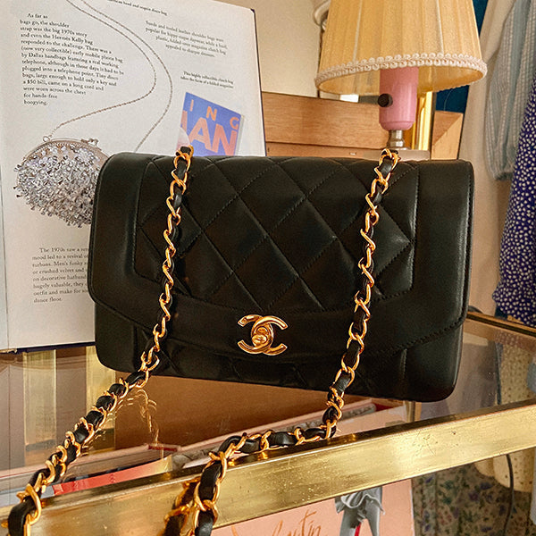 Chanel Around 1995 Made Diana Flap Chain Bag 23Cm Black