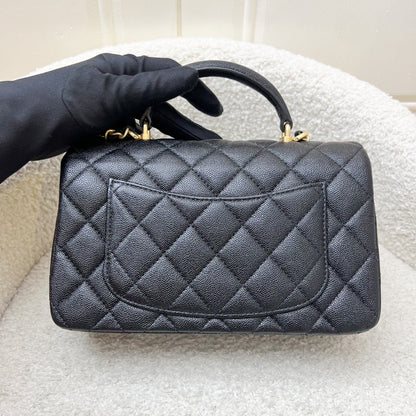 Chanel Top Handle Mini Rectangle Flap in 21S Black Caviar and AGHW