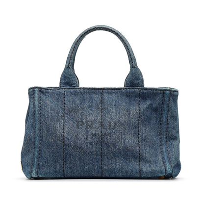 Prada Canapa Logo Denim Satchel