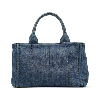 Prada Canapa Logo Denim Satchel