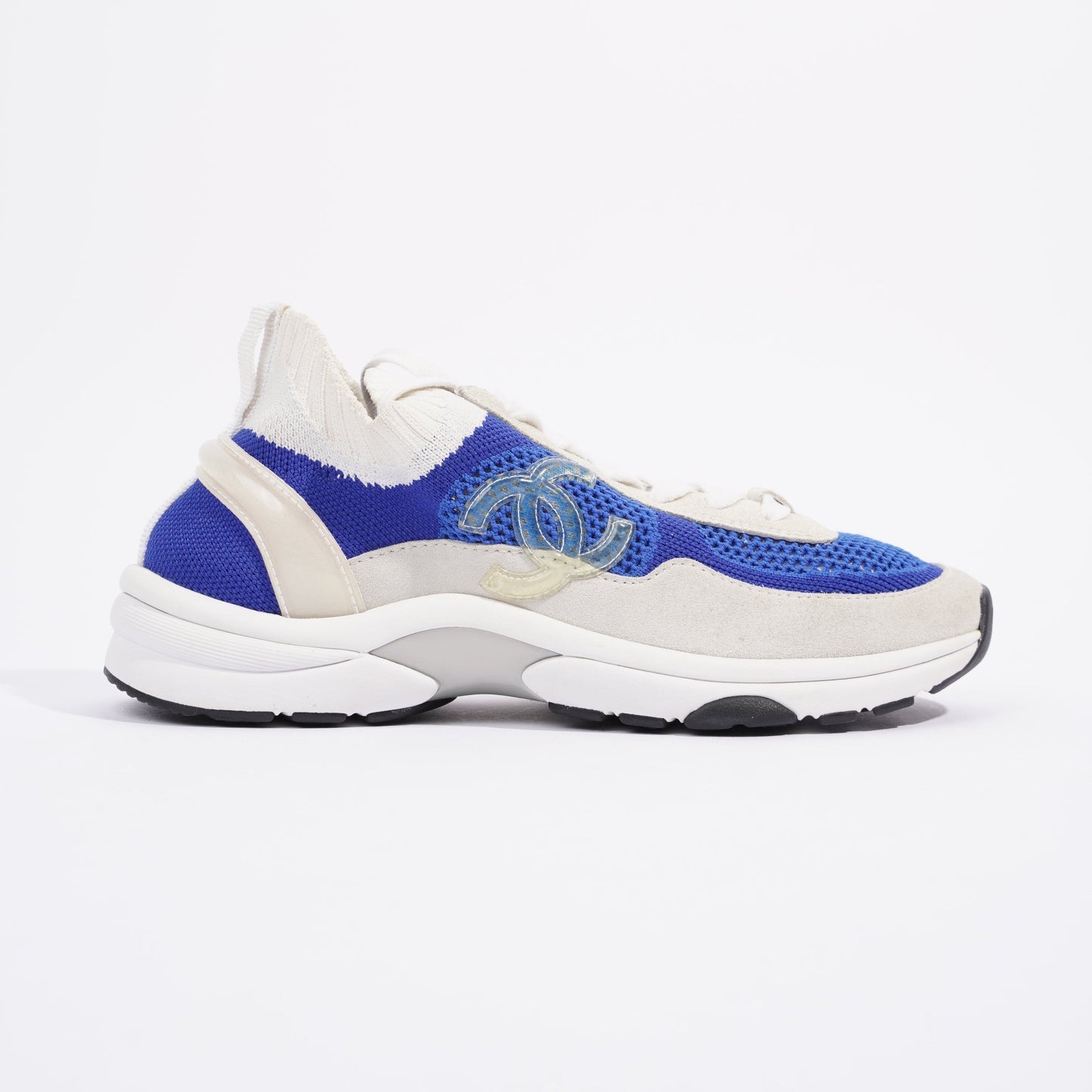 Chanel CC Logo Sneaker Blue   White Suede EU 38 UK 5