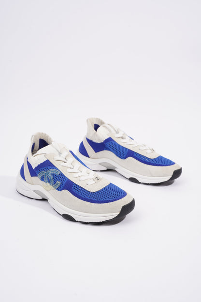 Chanel CC Logo Sneaker Blue   White Suede EU 38 UK 5