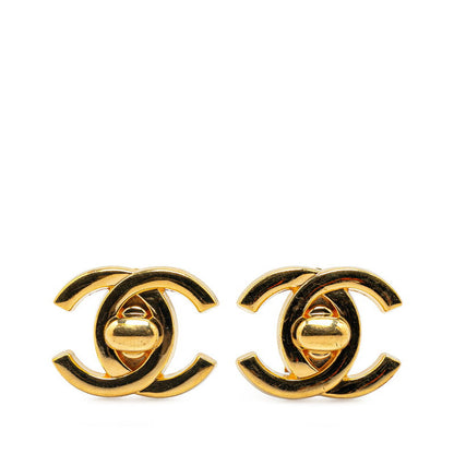 Chanel CC Turnlock Clip On Earrings Metal Earrings in Good condition