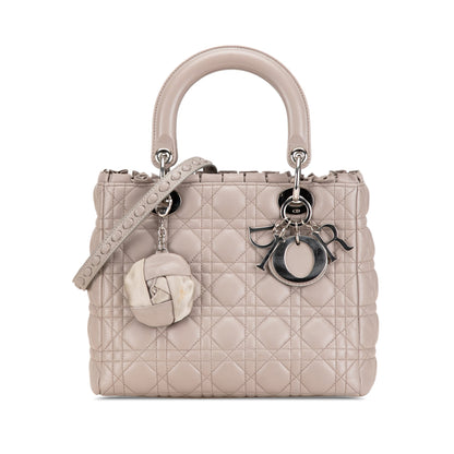 Medium Lambskin Cannage Ruffle Trim Lady Dior