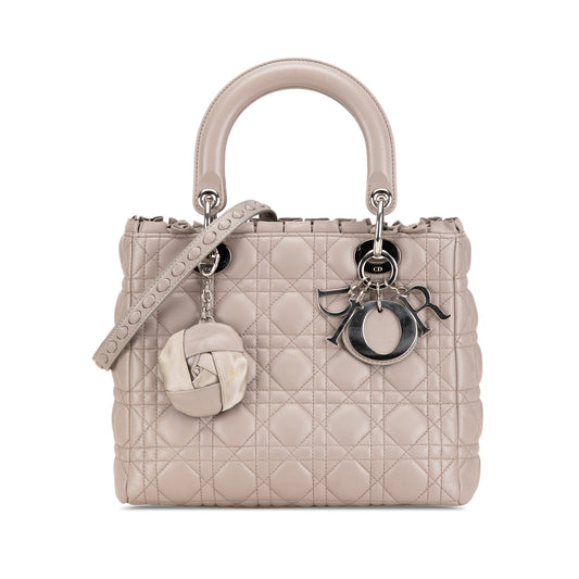 Medium Lambskin Cannage Ruffle Trim Lady Dior