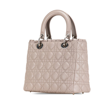Medium Lambskin Cannage Ruffle Trim Lady Dior