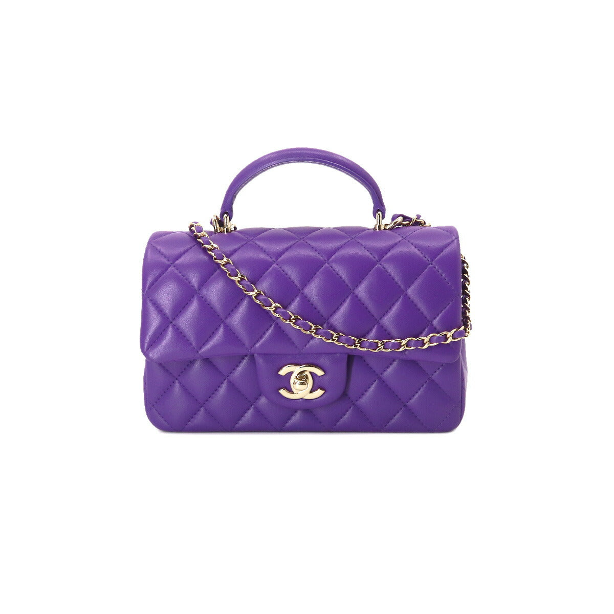 Chanel Mini Top Handle Purple Flap Bag