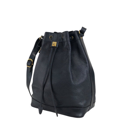 CELINE Gancini Drawstring Shoulder bag Dark Navy Vintage 5xguk7