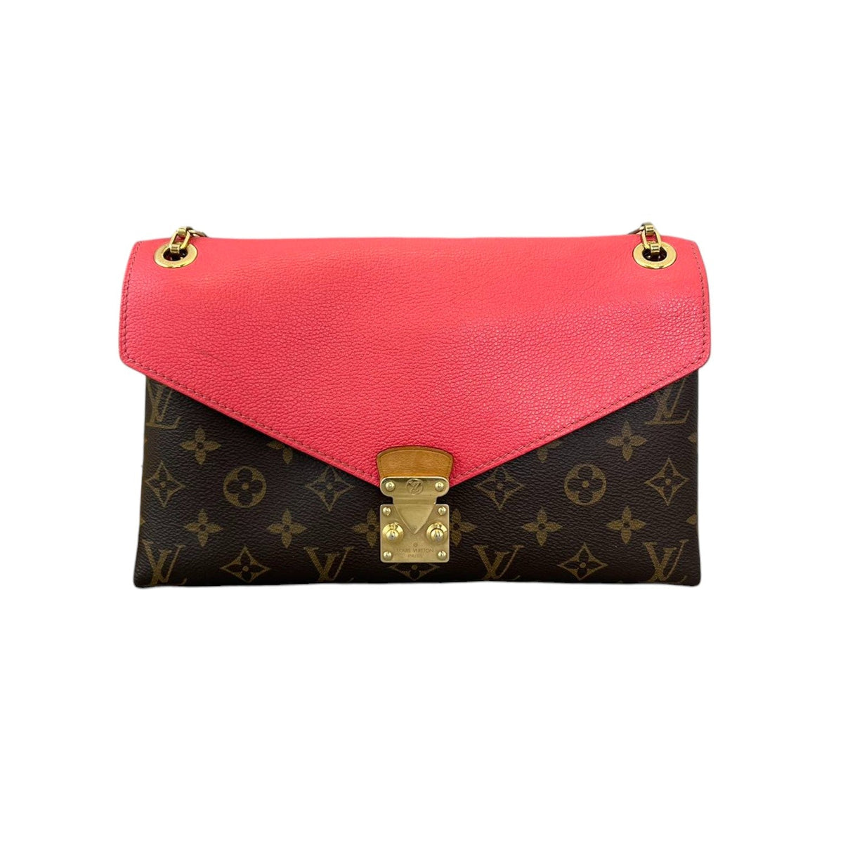 Louis-Vuitton Pallas Chain Flap Monogram Red GHW