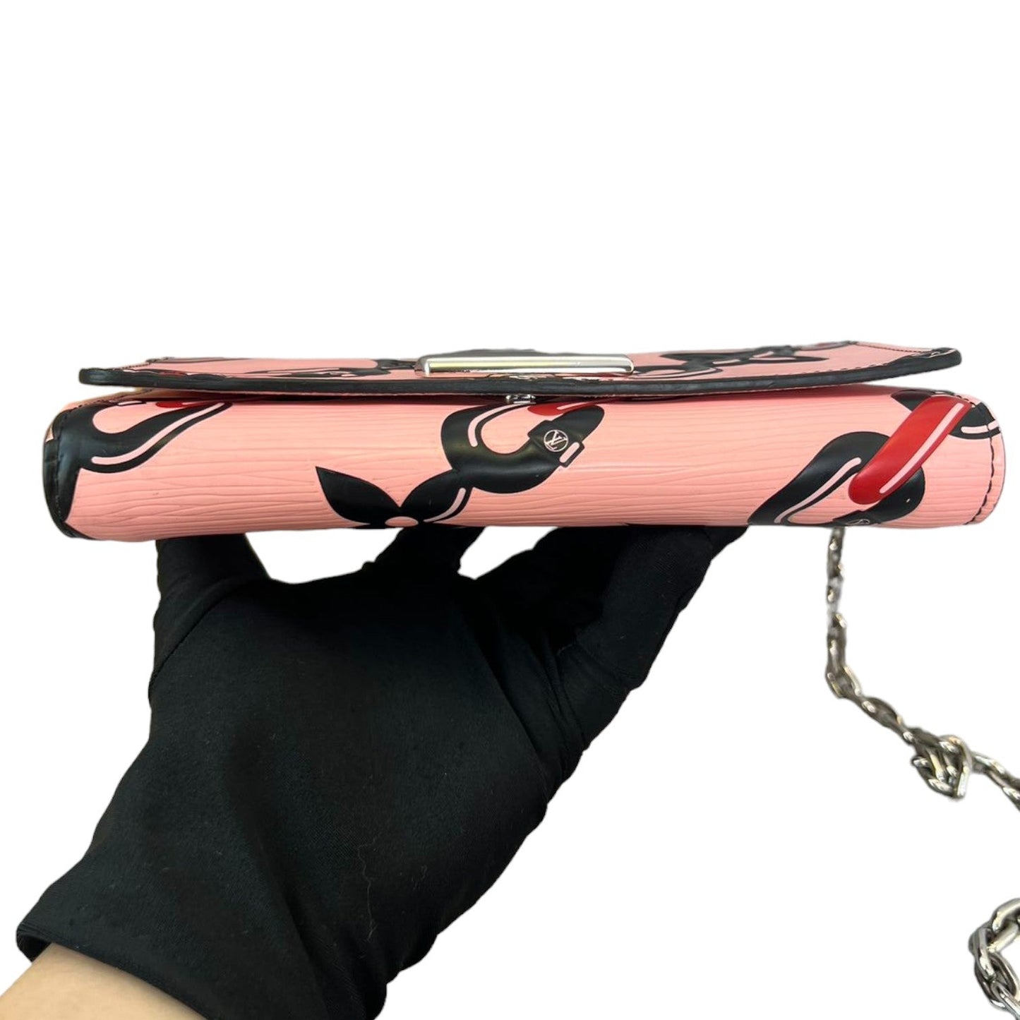 Louis-Vuitton Chain Flower Twist WOC Shoulder Epi Pink SHW