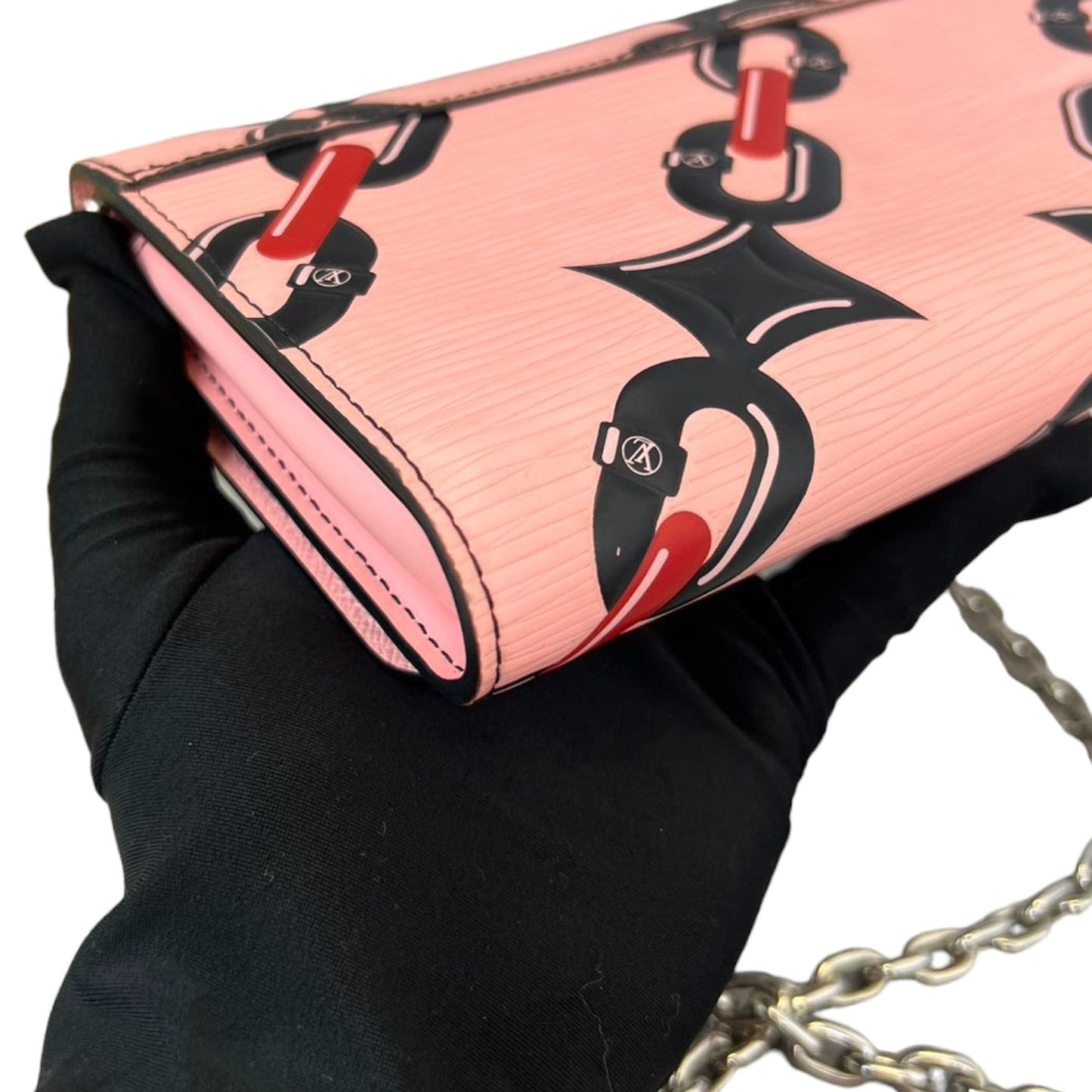 Louis-Vuitton Chain Flower Twist WOC Shoulder Epi Pink SHW