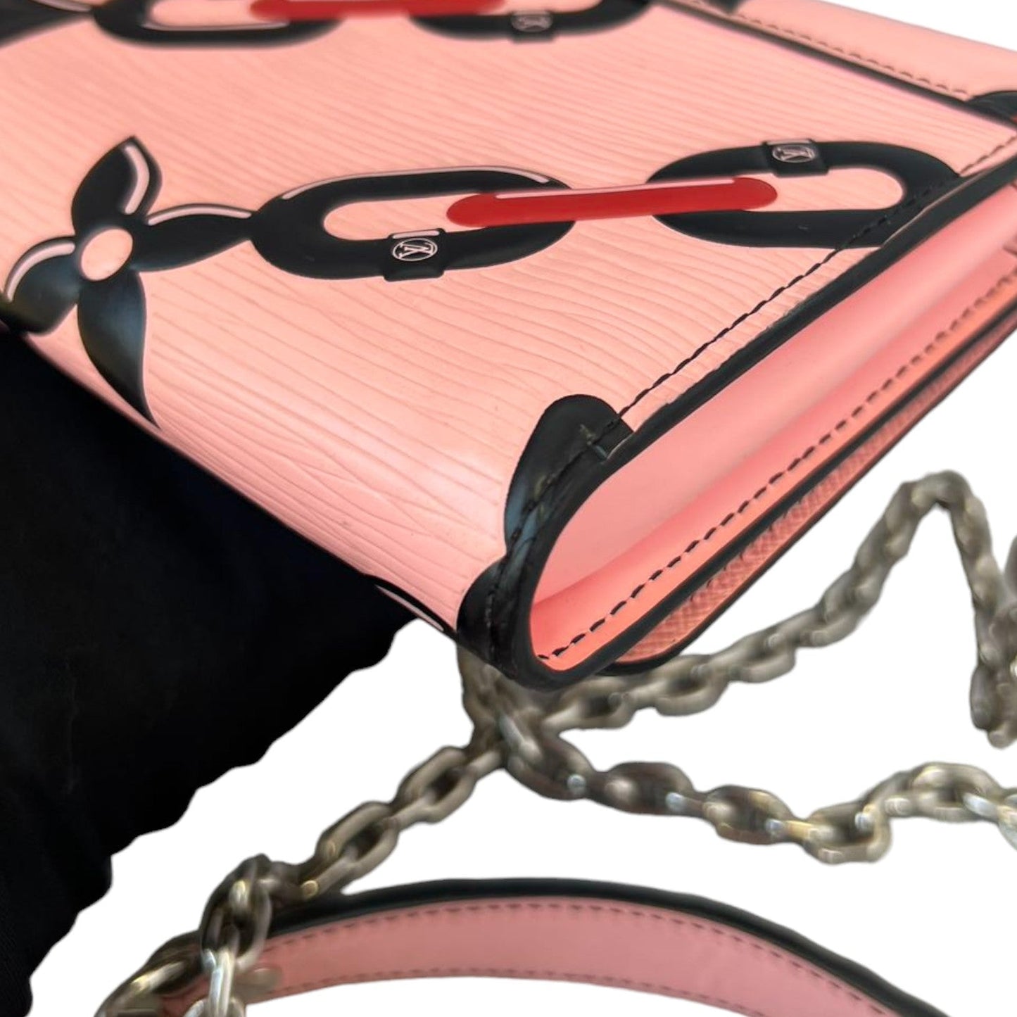 Louis-Vuitton Chain Flower Twist WOC Shoulder Epi Pink SHW