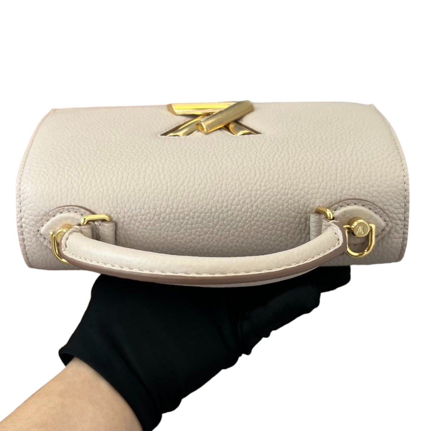 Louis-Vuitton Twist One Handle PM Taurillon Greige GHW
