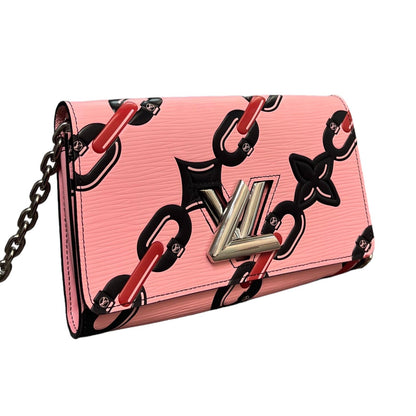 Louis-Vuitton Twist Chain Wallet Chain Flower Print Epi Pink SHW