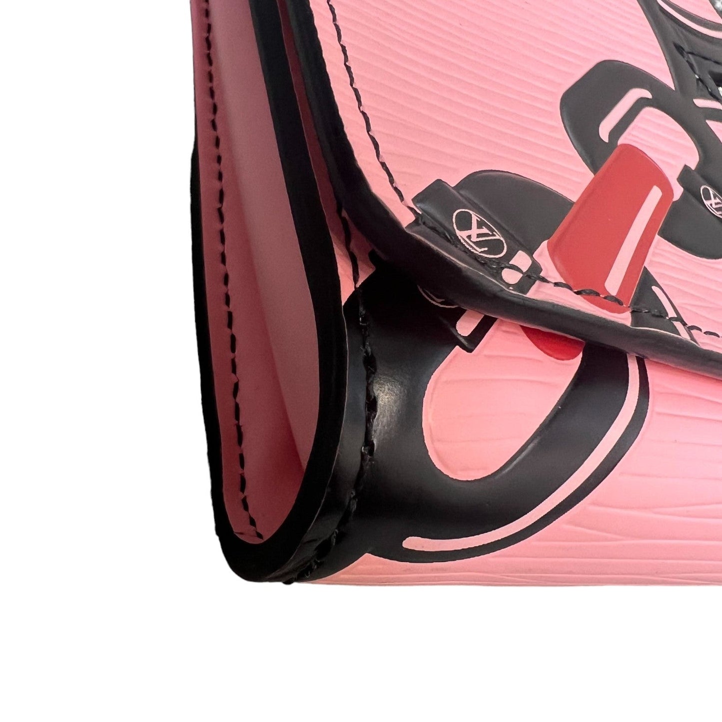 Louis-Vuitton Twist Chain Wallet Chain Flower Print Epi Pink SHW