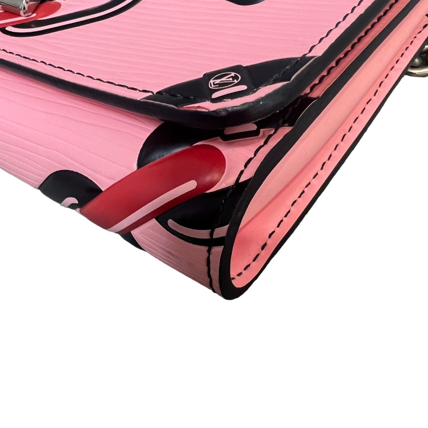 Louis-Vuitton Twist Chain Wallet Chain Flower Print Epi Pink SHW