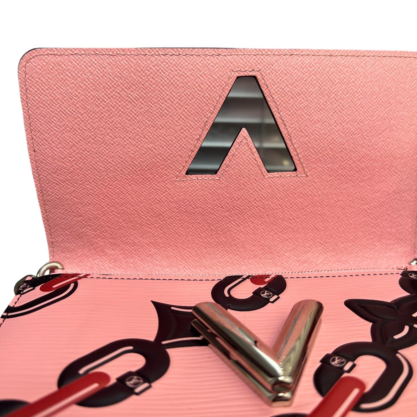 Louis-Vuitton Twist Chain Wallet Chain Flower Print Epi Pink SHW