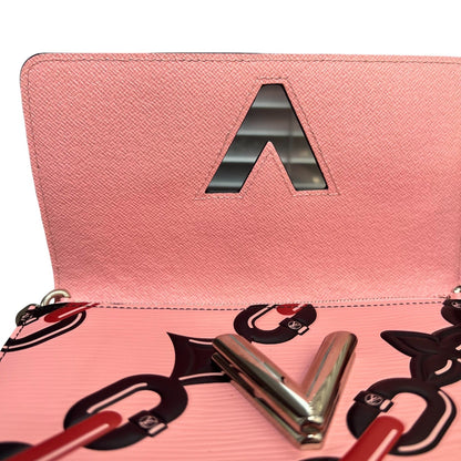Louis-Vuitton Twist Chain Wallet Chain Flower Print Epi Pink SHW