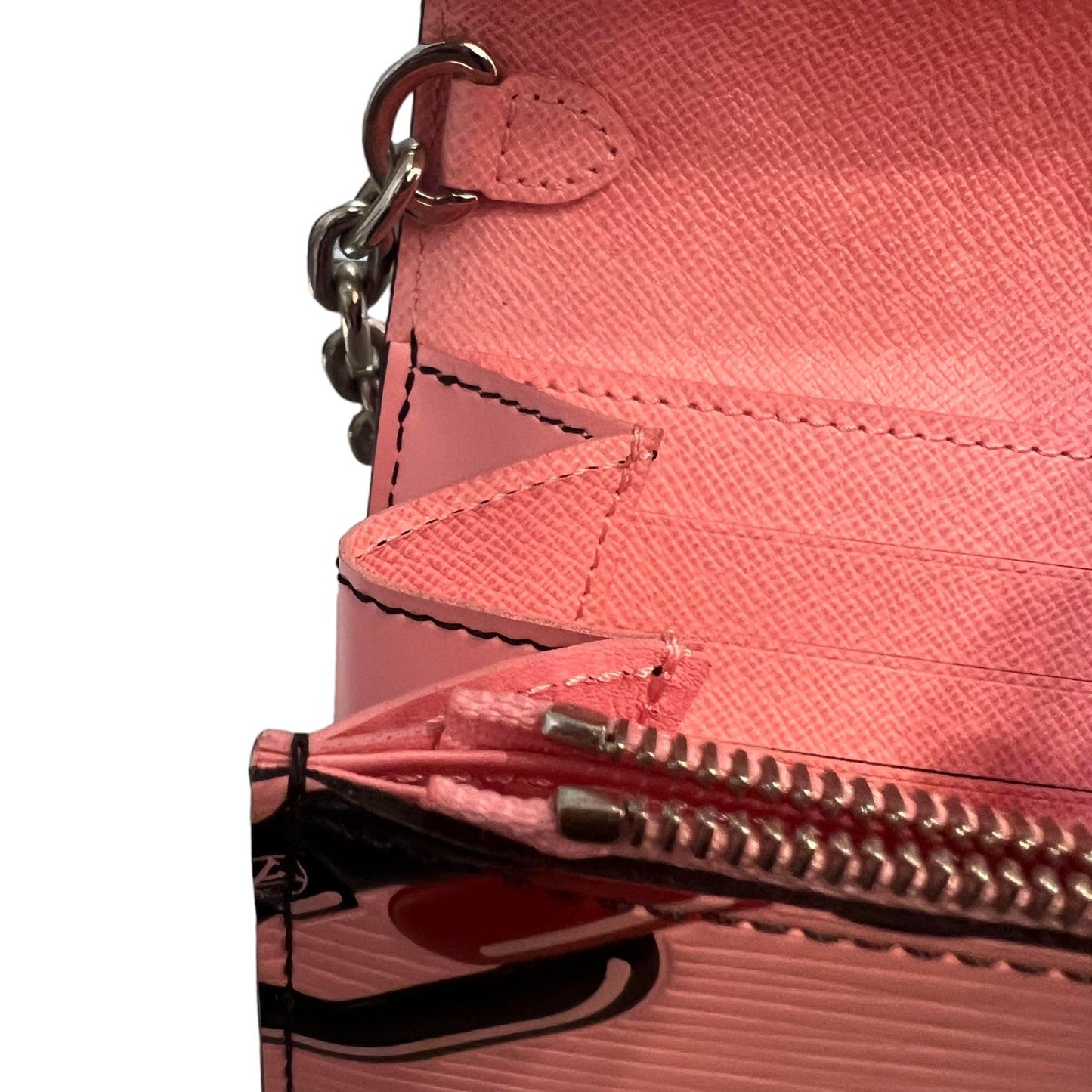 Louis-Vuitton Twist Chain Wallet Chain Flower Print Epi Pink SHW