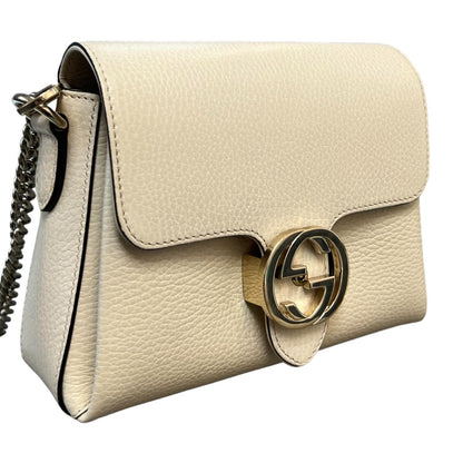 Gucci Dollar Interlocking Small Crossbody Calfskin Off White GHW