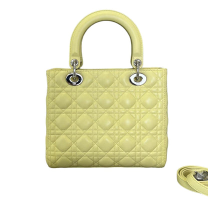 Lady Dior Medium Lambskin Cannage Yellow SHW