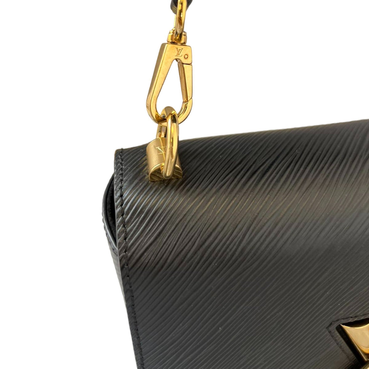 Louis-Vuitton Twist MM Top Handle Shoulder Epi Black GHW