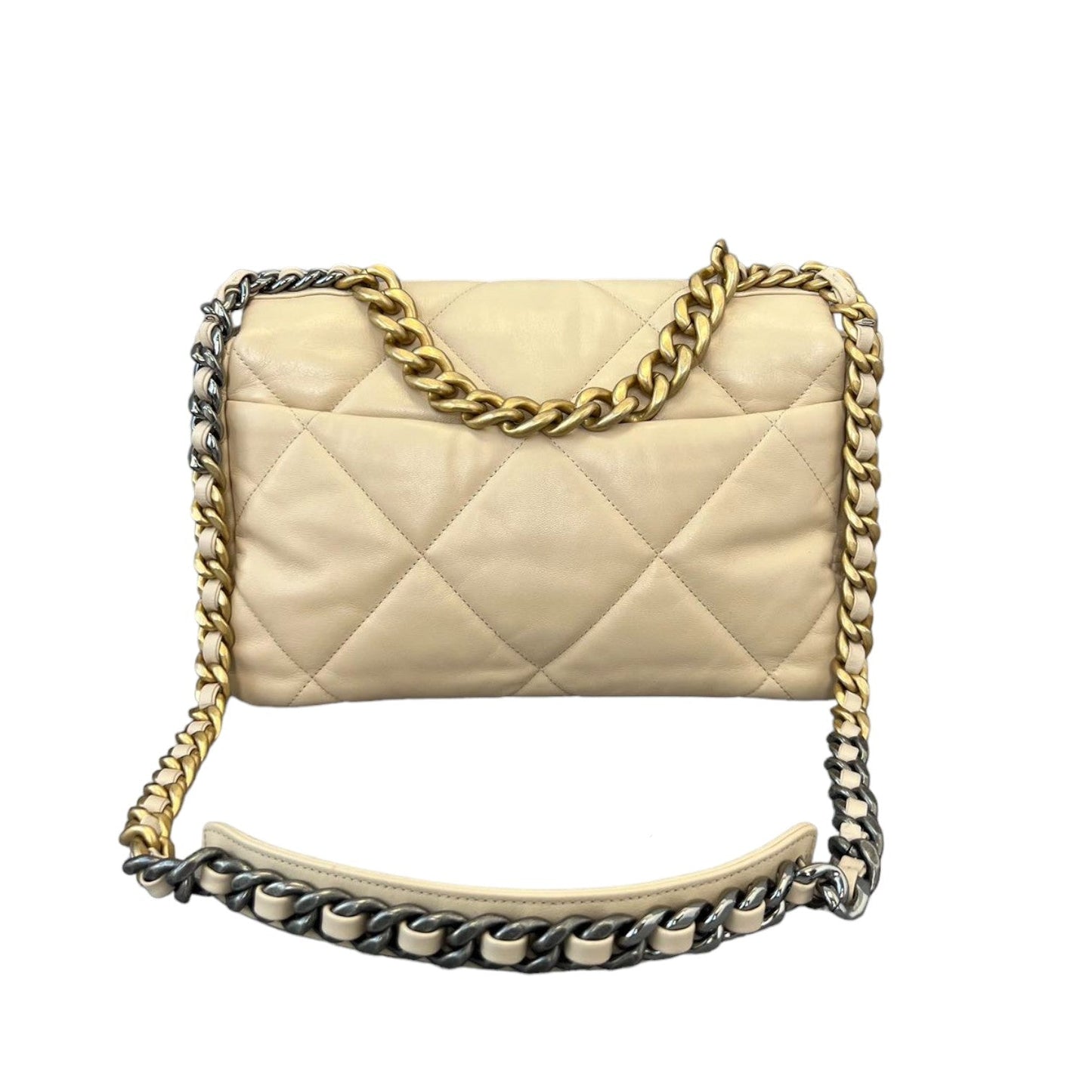 Lambskin Quilted Large Chanel 19 Flap Beige