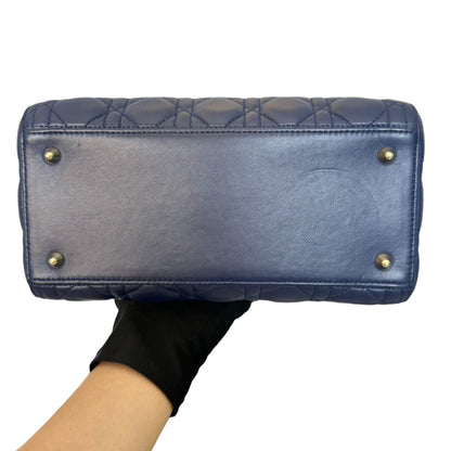 Lady Dior Medium Lambskin Cannage Navy GHW