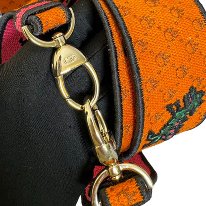 Lady D-Lite Medium Canvas Embroidered Dino Orange Multicolor GHW