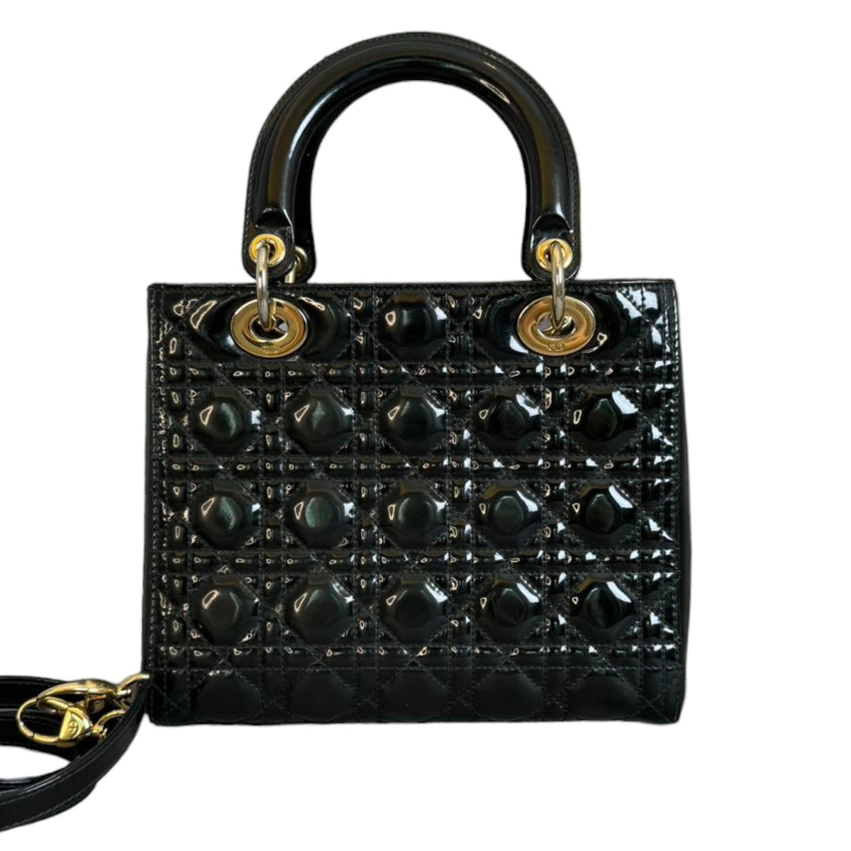 Lady Dior Medium Patent Cannage Black GHW