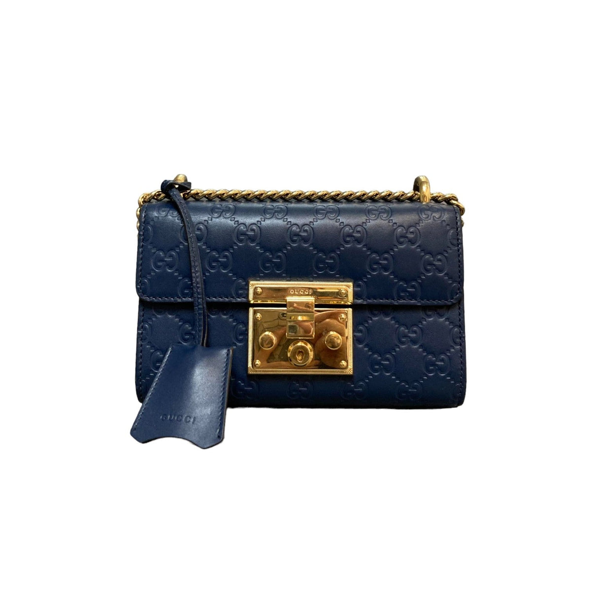 Gucci Guccissima Padlock Small Shoulder Blue GHW