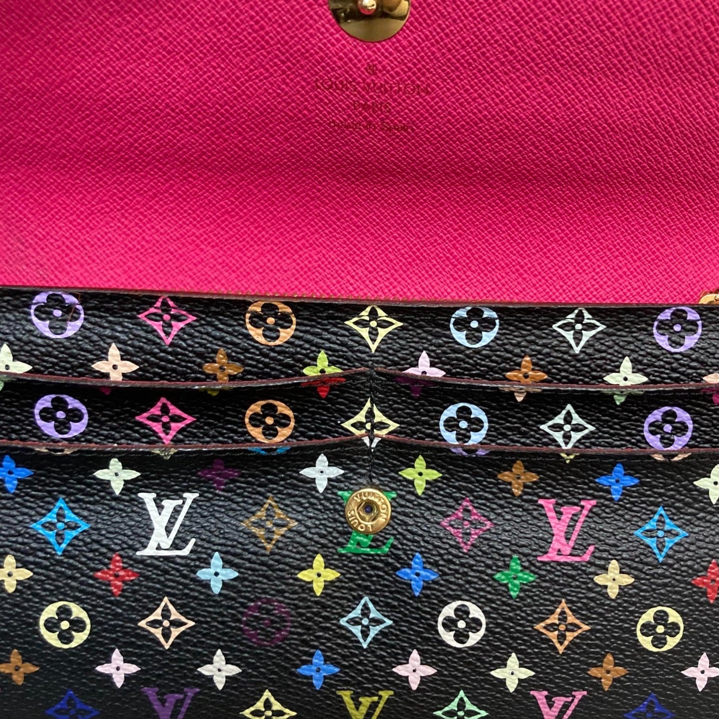 Louis-Vuitton Sarah Wallet NM Monogram Black Multicolor GHW