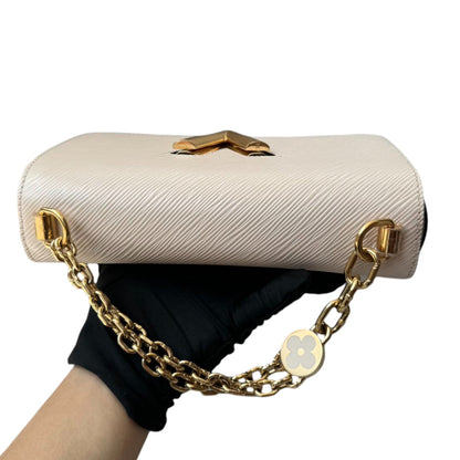 Louis-Vuitton Twist MM Flower Chain Shoulder Quartz White GHW