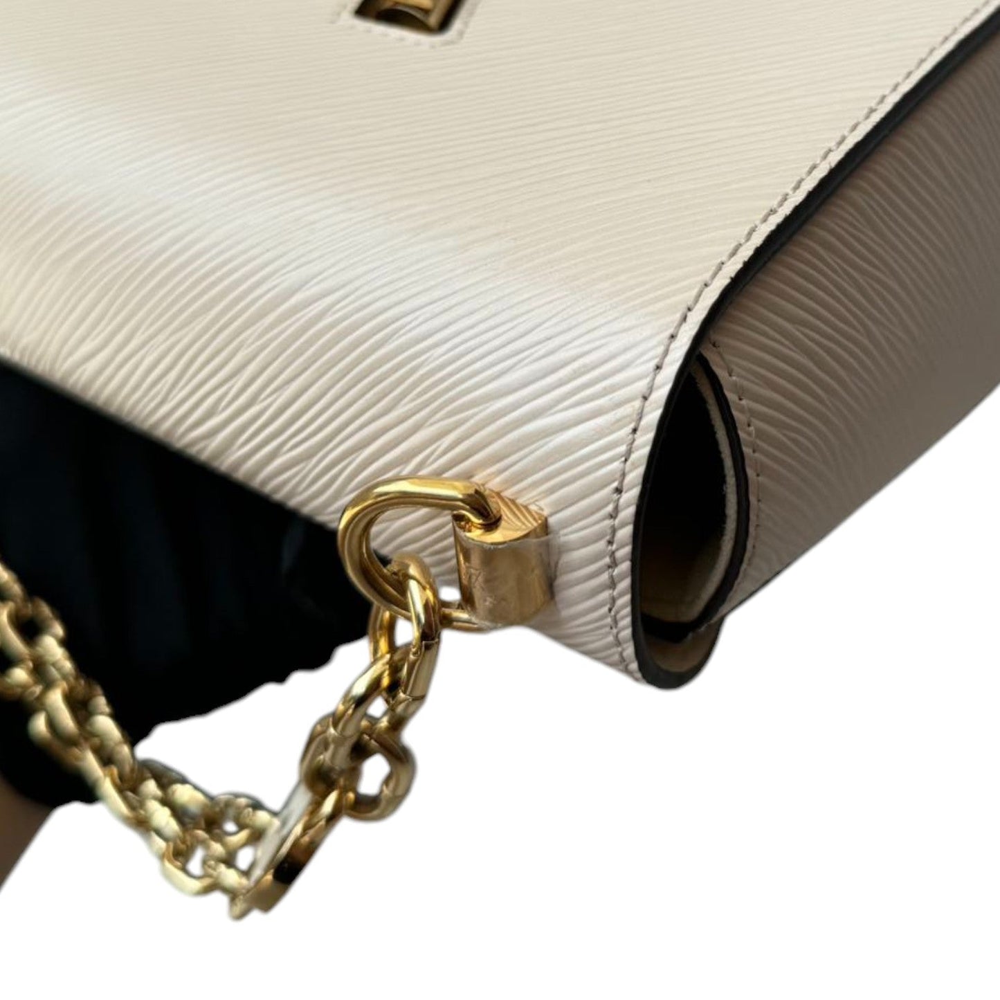 Louis-Vuitton Twist MM Flower Chain Shoulder Quartz White GHW